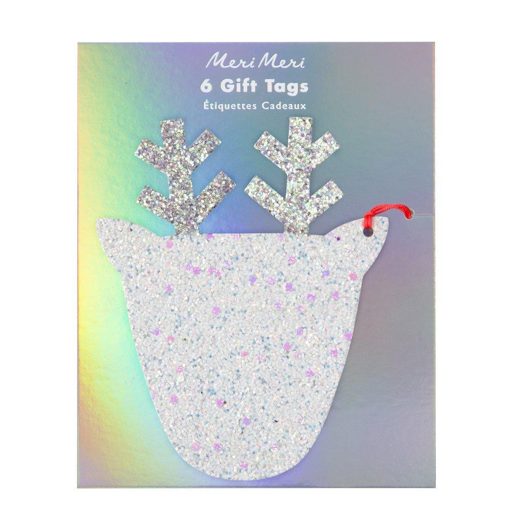 Large Glitter Reindeer Gift Tags By Meri Meri